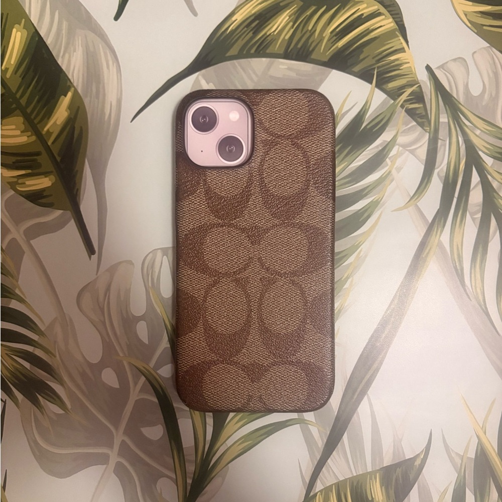 Coach Brown Patterned Phone Case - image 1